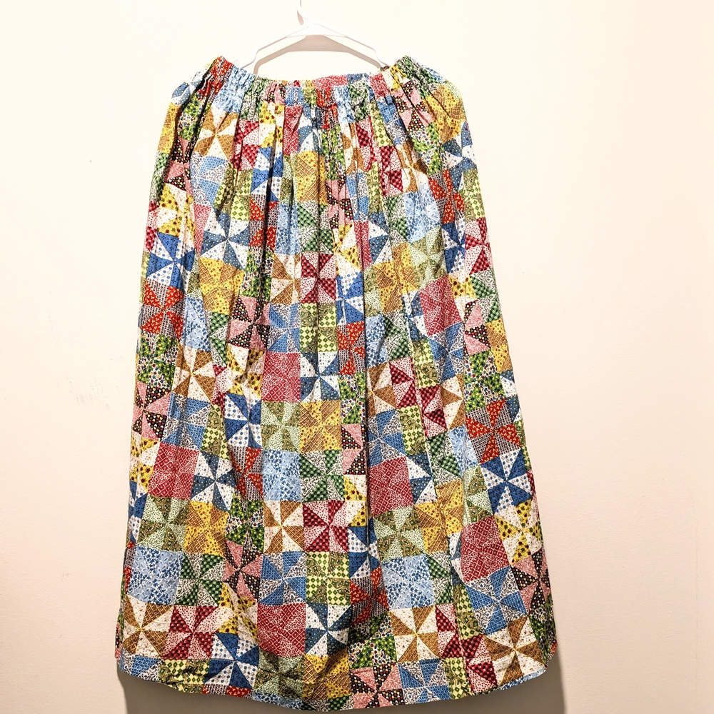 Vintage Quilt Multi-Color Patchwork Cottage Print Handmade Maxi Skirt